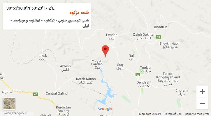 روستای قلعه دژکوه بر روی نقشه