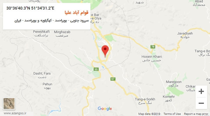 روستای قوام آباد علیا بر روی نقشه