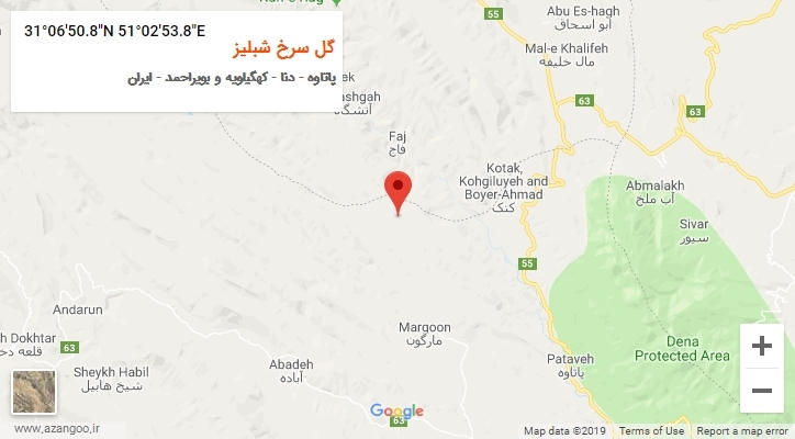 روستای گل سرخ شبلیز بر روی نقشه