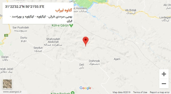 روستای گناوه لیراب بر روی نقشه