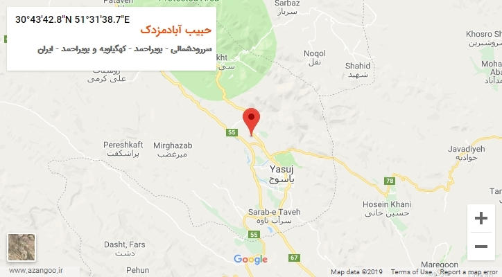 روستای حبیب آبادمزدک بر روی نقشه