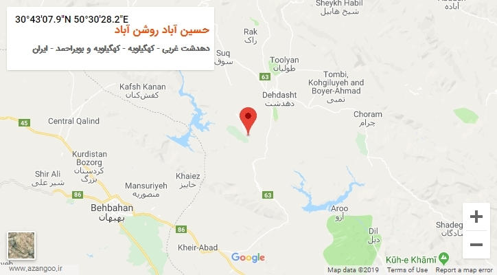 روستای حسین آباد روشن آباد بر روی نقشه