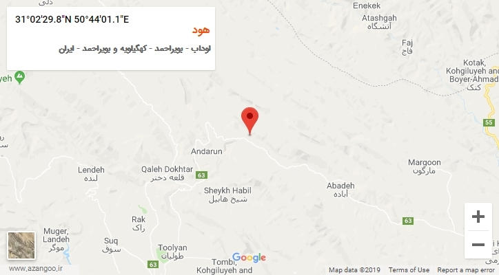 روستای هود بر روی نقشه