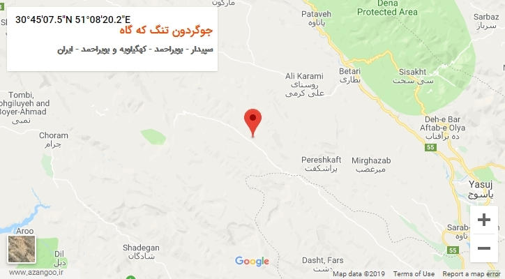 روستای جوگردون تنگ که گاه بر روی نقشه