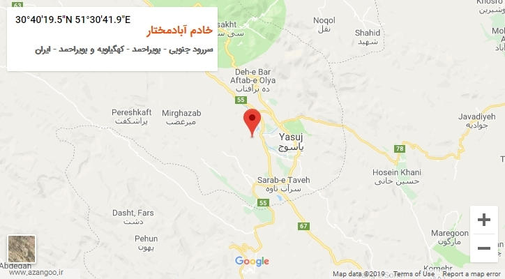 روستای خادم آبادمختار بر روی نقشه