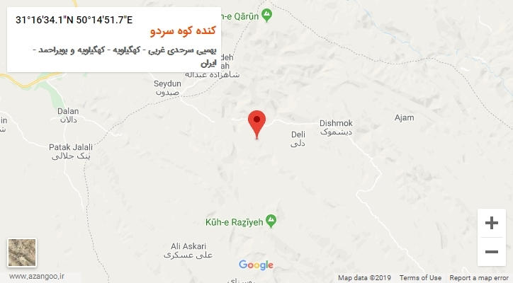 روستای کنده کوه سردو بر روی نقشه