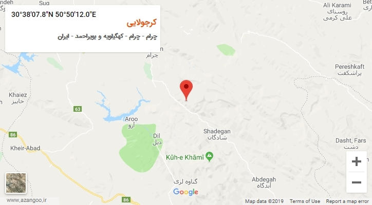 روستای کرجولایی بر روی نقشه