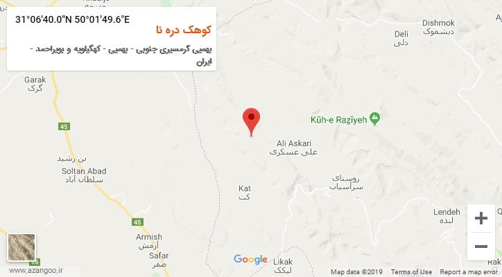 روستای کوهک دره نا بر روی نقشه