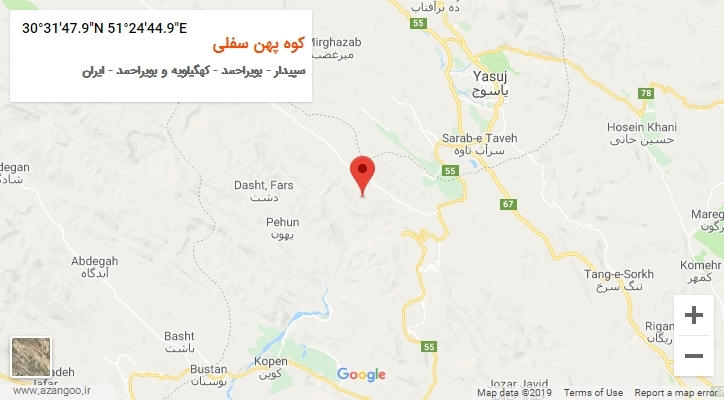 روستای کوه پهن سفلی بر روی نقشه