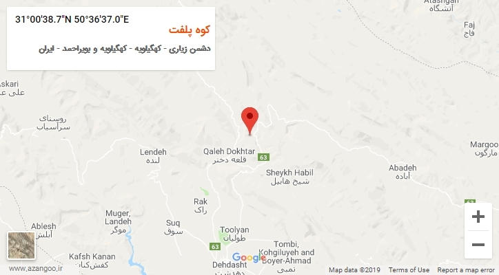 روستای کوه پلفت بر روی نقشه