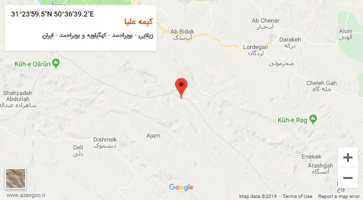 روستای کیمه علیا بر روی نقشه