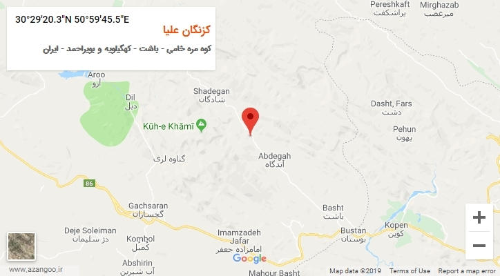 روستای کزنگان علیا بر روی نقشه