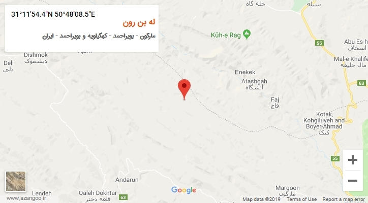 روستای له بن رون بر روی نقشه