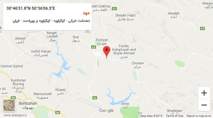 روستای مهد بر روی نقشه