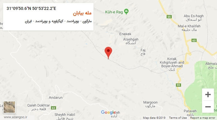 روستای مله بیابان بر روی نقشه