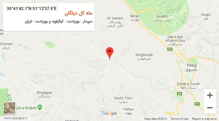 روستای مله کل دیلگان بر روی نقشه