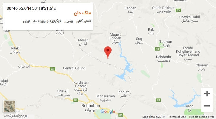 روستای ملک دان بر روی نقشه