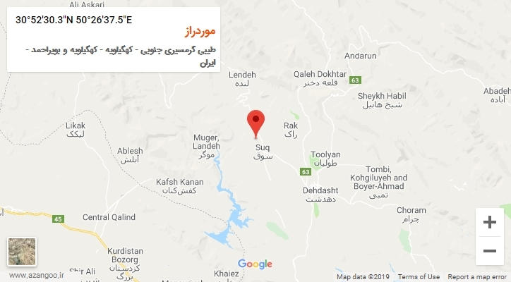 روستای موردراز بر روی نقشه