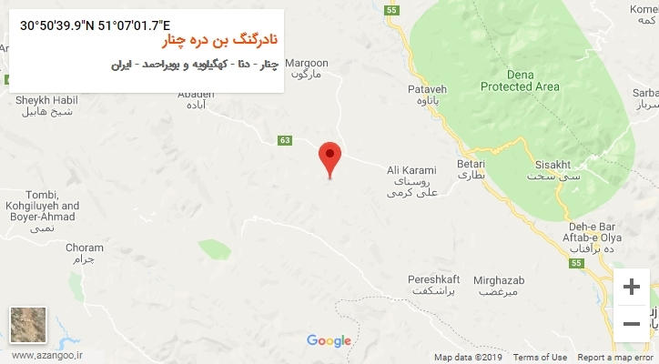 روستای نادرگنگ بن دره چنار بر روی نقشه