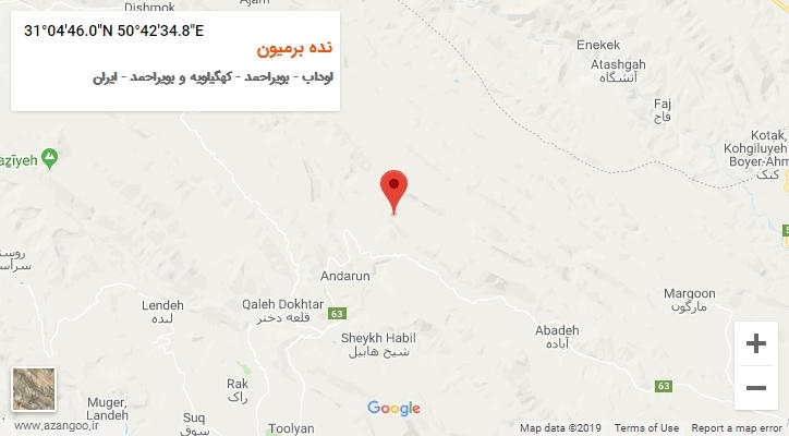 روستای نده برمیون بر روی نقشه