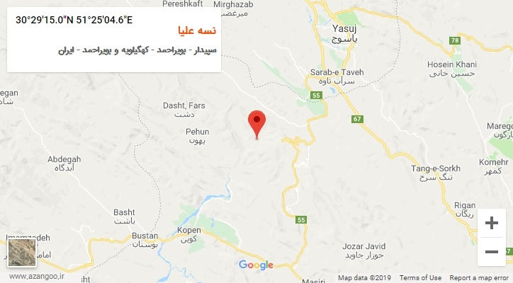 روستای نسه علیا بر روی نقشه