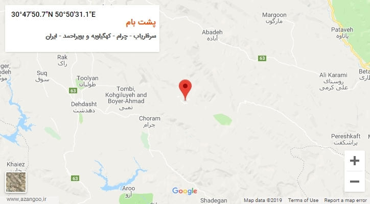 روستای پشت بام بر روی نقشه