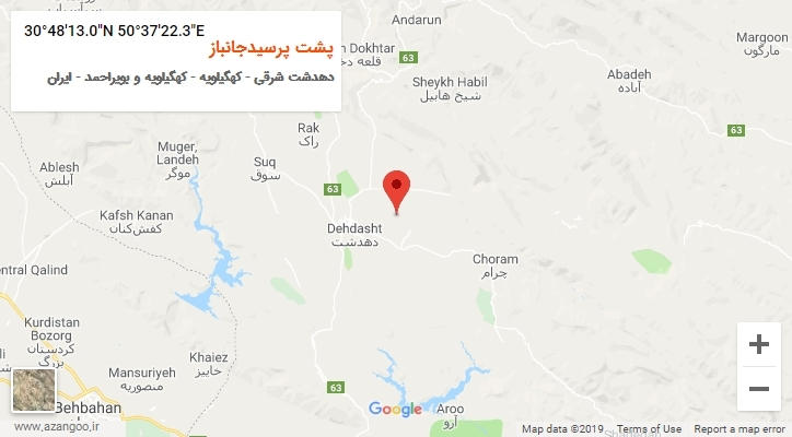 روستای پشت پرسیدجانباز بر روی نقشه