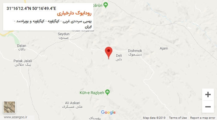 روستای رودایوک دارخیاری بر روی نقشه