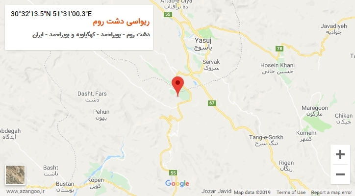 روستای ریواسی دشت روم بر روی نقشه