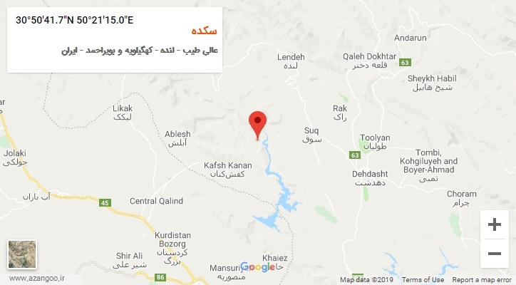 روستای سکده بر روی نقشه