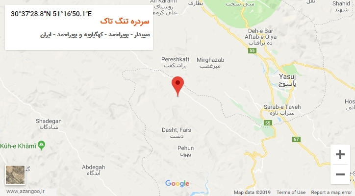 روستای سردره تنگ تاک بر روی نقشه