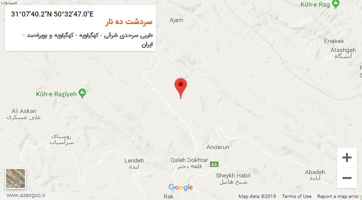 روستای سردشت ده نار بر روی نقشه