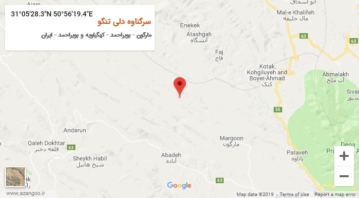 روستای سرگناوه دلی تنگو بر روی نقشه
