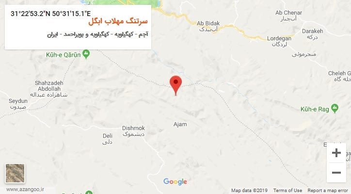روستای سرتنگ مهلاب ابگل بر روی نقشه