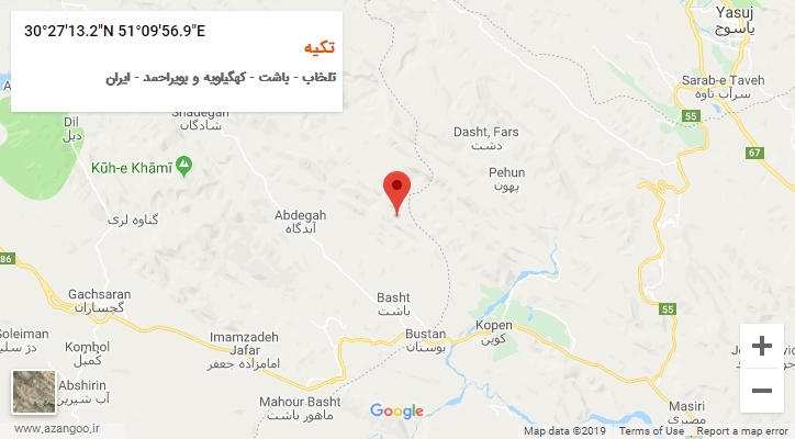 روستای تکیه بر روی نقشه