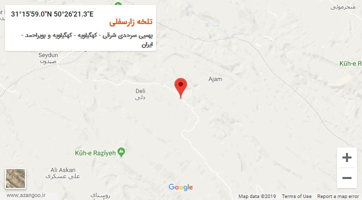 روستای تلخه زارسفلی بر روی نقشه