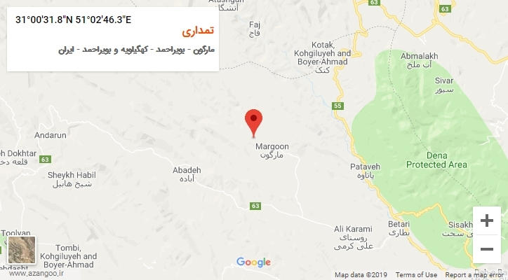 روستای تمداری بر روی نقشه