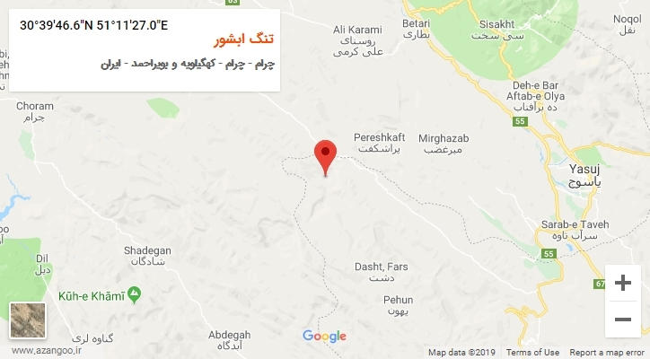 روستای تنگ ابشور بر روی نقشه