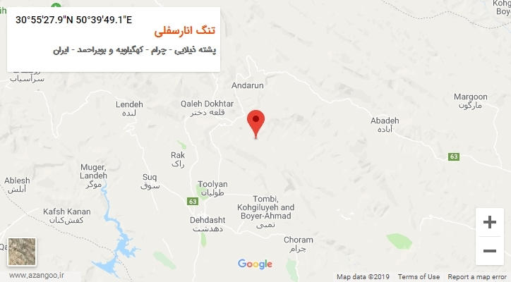 روستای تنگ انارسفلی بر روی نقشه