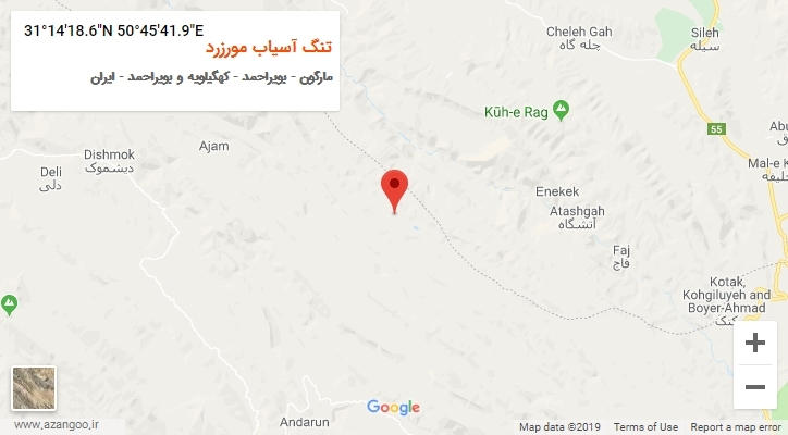 روستای تنگ آسیاب مورزرد بر روی نقشه