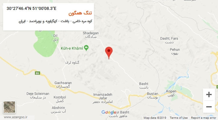 روستای تنگ همگون بر روی نقشه