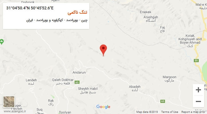 روستای تنگ ناکمی بر روی نقشه