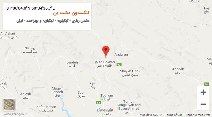 روستای تنگسدون دشت بن بر روی نقشه