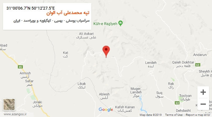 روستای تپه محمدعلی آب الوان بر روی نقشه