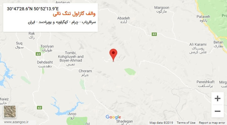 روستای والف گازاول تنگ نالی بر روی نقشه