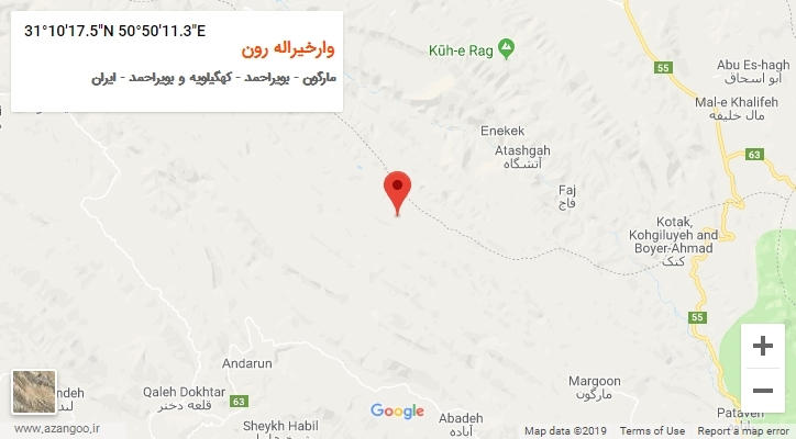 روستای وارخیراله رون بر روی نقشه