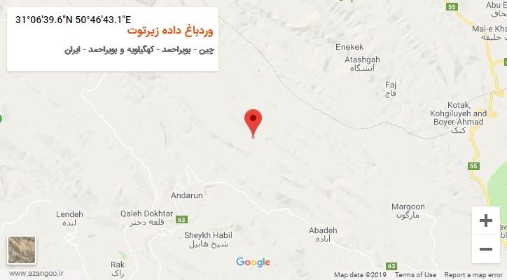 روستای وردباغ داده زیرتوت بر روی نقشه