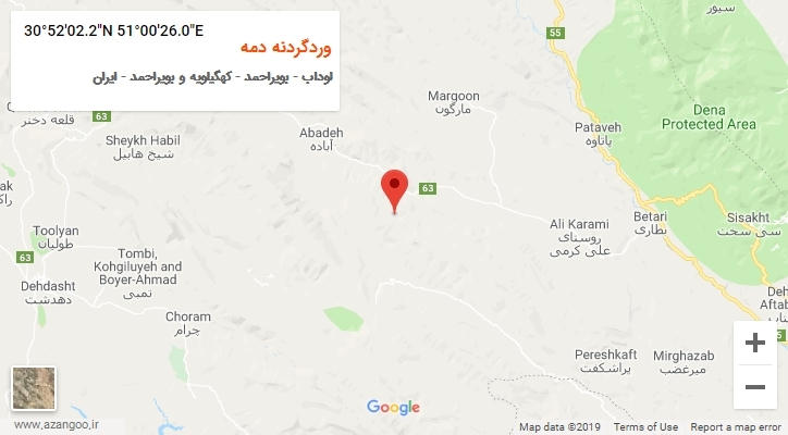 روستای وردگردنه دمه بر روی نقشه