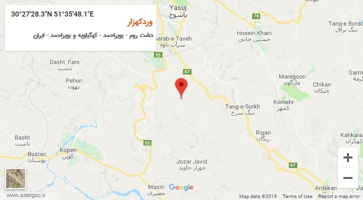 روستای وردکهزار بر روی نقشه