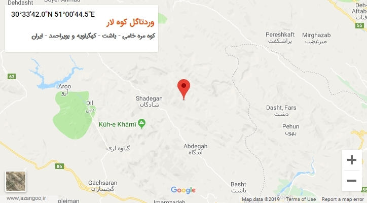 روستای وردتاگل کوه لار بر روی نقشه